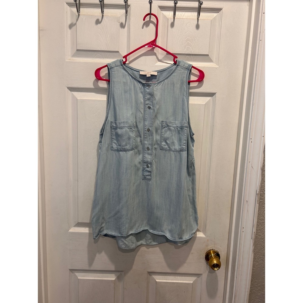 LOFT Light Blue Sleeveless Chambray Tunic